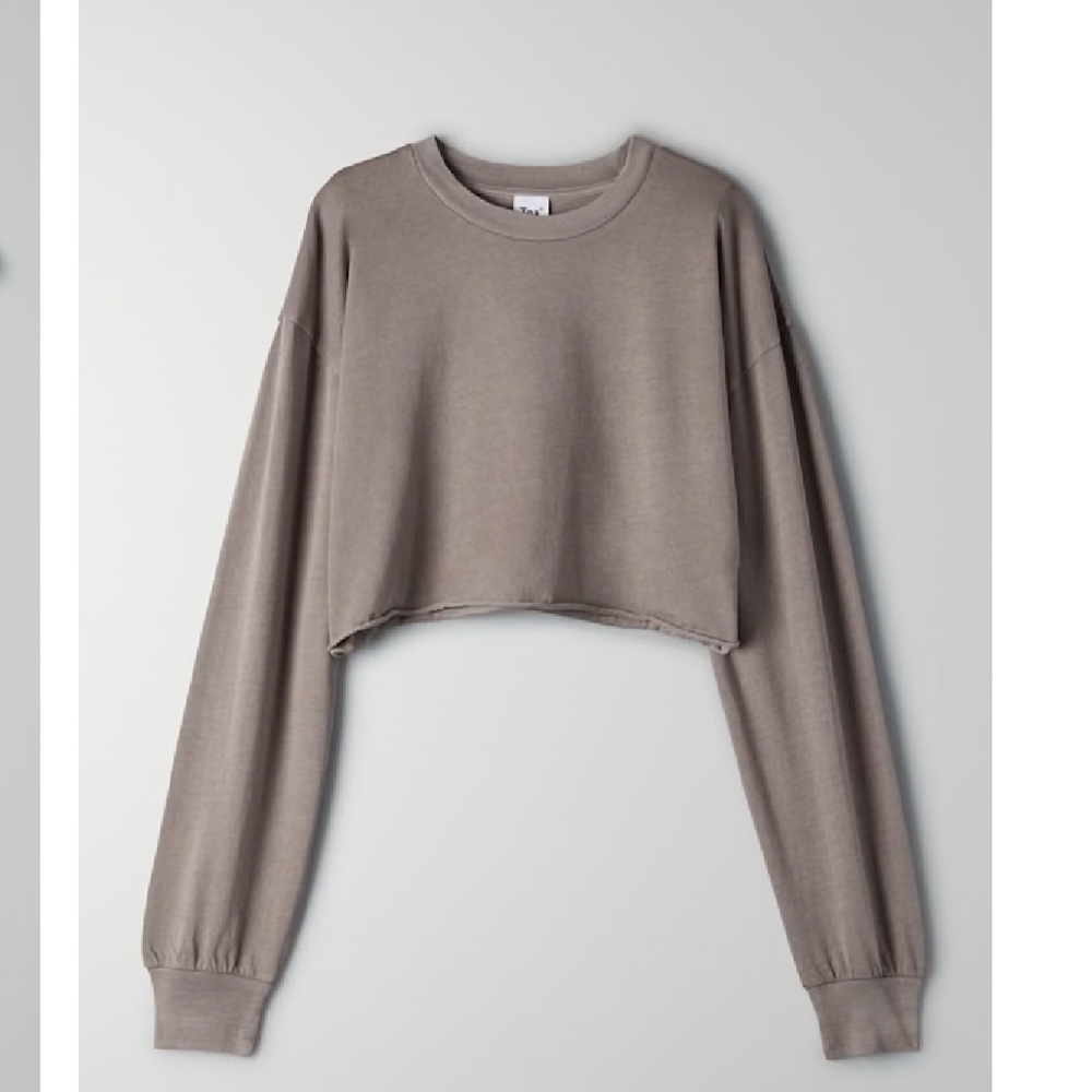 NWOT Aritzia TNA Taupe Cropped Sweatshirt Light Weight Material